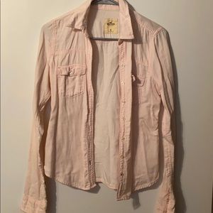 Long sleeve pink polo shirt